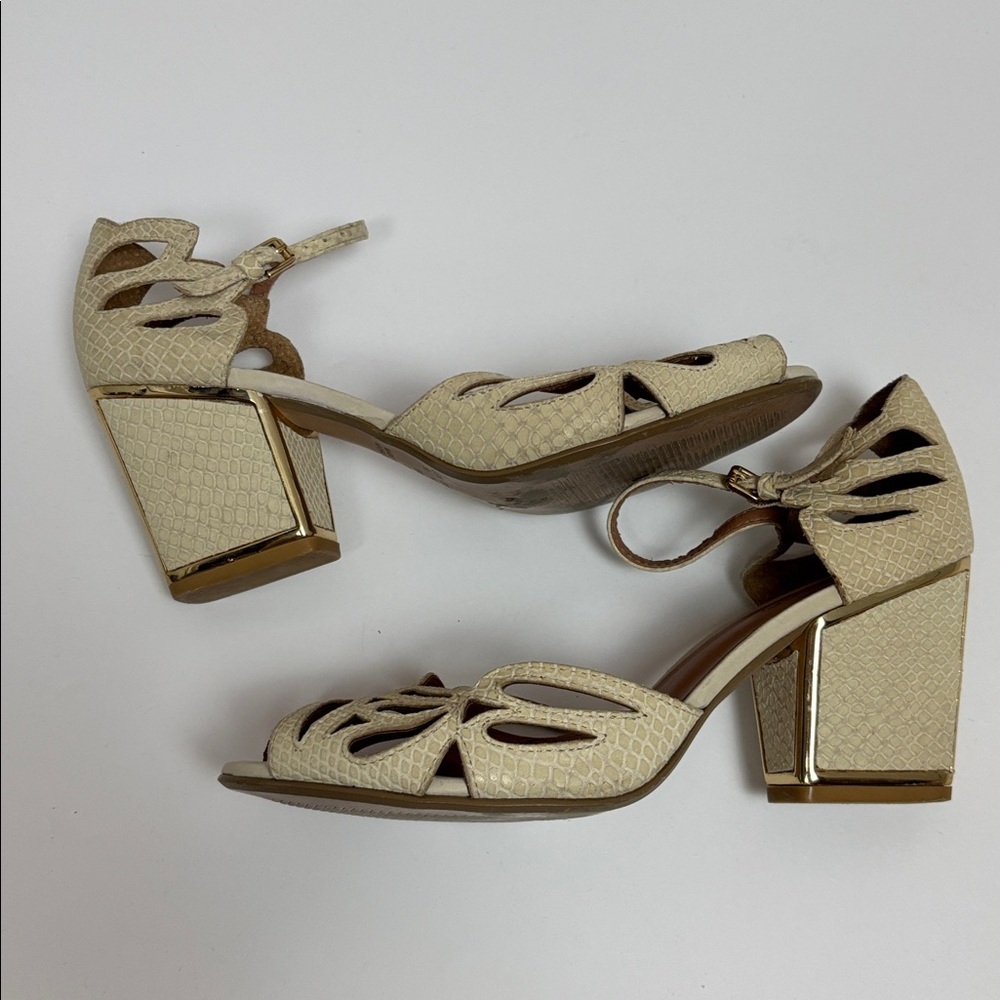 Klub Nico Elegant Beige Women's Chunky Cutout Heels - 10 - Picture 7 of 15